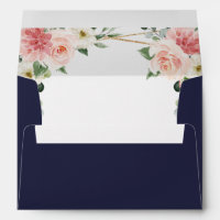 Blush Pink Floral Navy Geometric Botanical Wedding