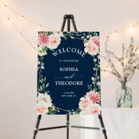 Blush Pink Floral Navy Geometric Wedding Welcome  