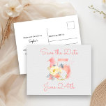 Blush Pink Floral Number 15 Save the Date Announcement Postcard<br><div class="desc">Number 15 Save the Date postcard This delicate and feminine design features the number 15, decorated with a bouquet of flowers and foliage. It has a soft color palette of blush pink, apricot, yellow, gold and dusty blue. The template is set up ready for you to add your date, name...</div>
