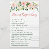 Blush Pink Floral Nursery Rhyme Baby Shower Game (Front)