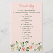 Blush Pink Floral Nursery Rhyme Baby Shower Game (Back)