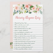 Blush Pink Floral Nursery Rhyme Baby Shower Game (Front/Back)