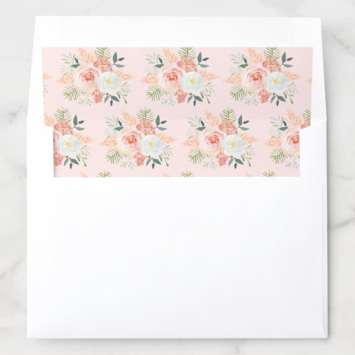 Blush Pink Floral Pampas Floral Watercolor Wedding Envelope Liner