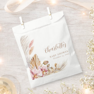 Blush Pink Floral Pampas Grass   Baby Shower  Favor Bag