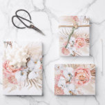 Blush Pink Floral Pampas Grass Pattern Elegant Wrapping Paper Sheets<br><div class="desc">Pampas grass and soft pastel pink flowers tropical pattern wrapping papers</div>