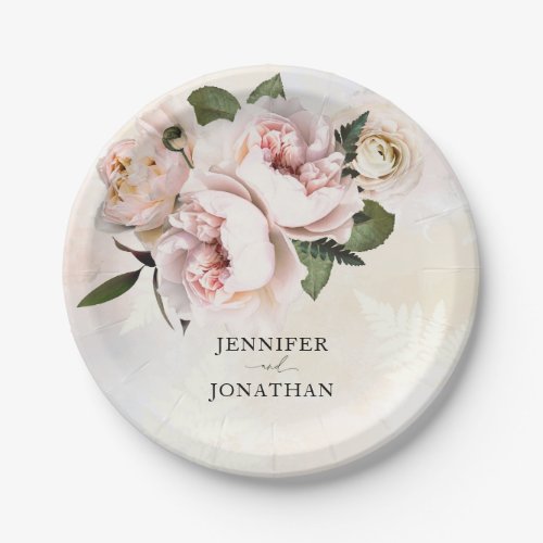 Blush Pink Floral Paper Plates