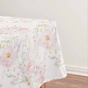 Blush pink Floral Pastel Elegant Tablecloth
