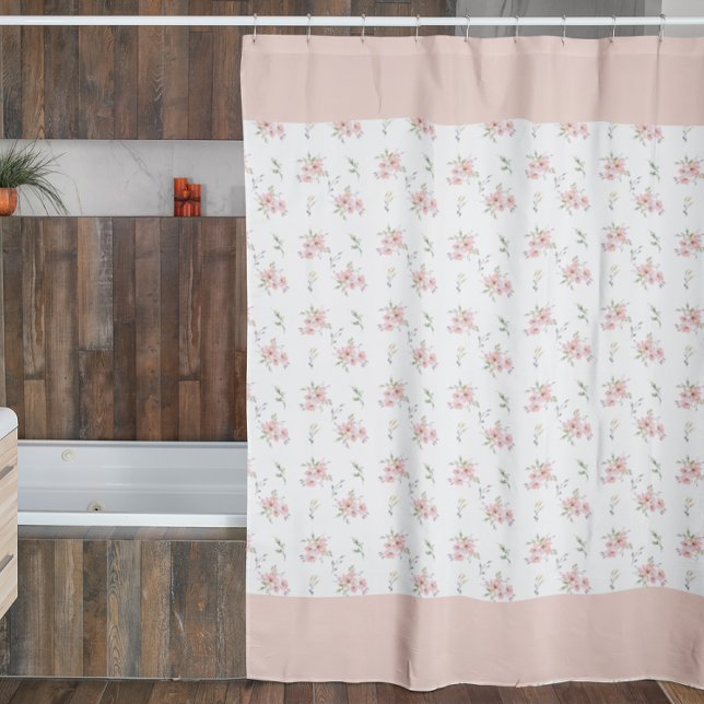 Blush Pink Floral Pattern Shower Curtain (Creator Uploaded)