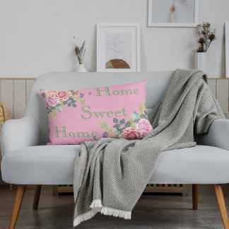 Blush pink Floral peonies Trendy Girly Accent Pillow