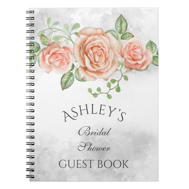 Blush Pink Floral Personalized Guest Book (Front)