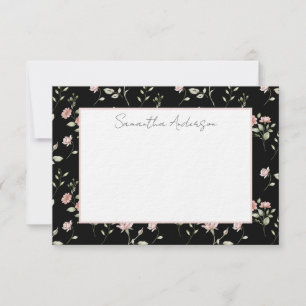 Blush Pink Floral Personalized Note Card