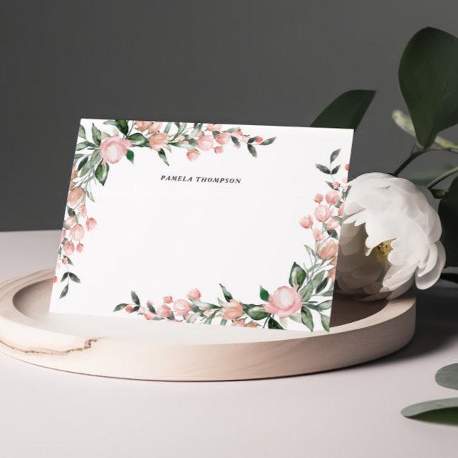 Blush Pink Floral Personalized Note Cards (Creator Uploaded)