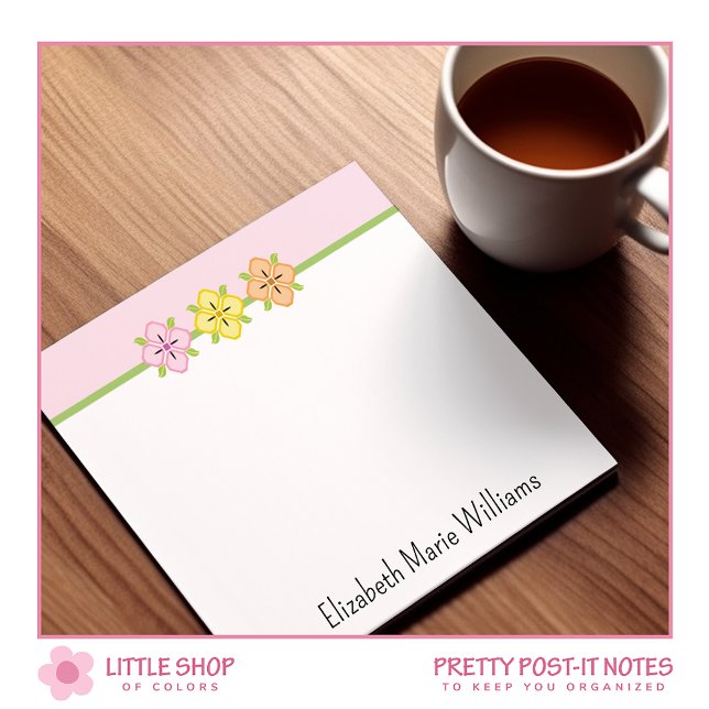Blush Pink Floral Personalized Post-it Notes (Creator Uploaded)