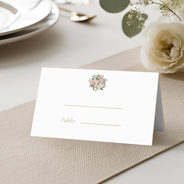 Blush Pink Floral Personalized Wedding Place Card (Creator Uploaded)