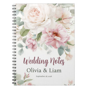 Blush Pink Floral Personalized Wedding Planner Notebook