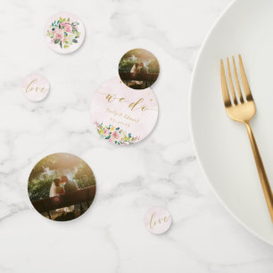 Blush Pink Floral Personalized Wedding Table Confetti