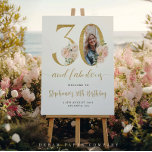 Blush Pink Floral Photo 30th Birthday Welcome Sign<br><div class="desc">Elegant 30th Birthday Welcome Sign with Photo | Floral & Gold Accents Welcome guests to your milestone celebration with this stunning 30th birthday welcome sign, featuring delicate watercolor florals and elegant gold accents. Designed to highlight your personalized photo, this sign adds a warm, personal touch to your event entrance. Whether...</div>