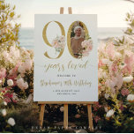 Blush Pink Floral Photo 90th Birthday Welcome Sign<br><div class="desc">Elegant 90th Birthday Welcome Sign with Photo | Floral & Gold Accents Welcome guests to your milestone celebration with this stunning 90th birthday welcome sign, featuring delicate watercolor florals and elegant gold accents. Designed to highlight your personalized photo, this sign adds a warm, personal touch to your event entrance. Whether...</div>