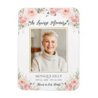 Blush Pink Floral Photo Funeral Memorial Thank You