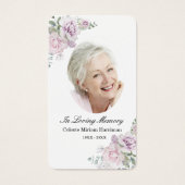 Blush Pink Floral Photo Funeral Prayer Card (Front)