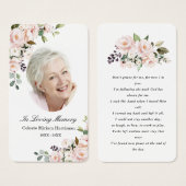 Blush Pink Floral Photo Funeral Prayer Card (Front & Back)