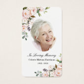 Blush Pink Floral Photo Funeral Prayer Card (Front)