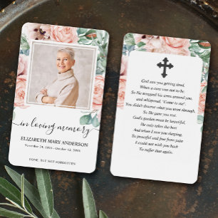 Blush Pink Floral Photo Sympathy Funeral Prayer