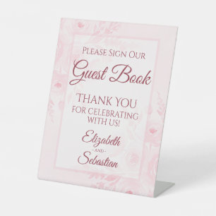 Blush Pink Floral Please Sign Our Guestbook Sign