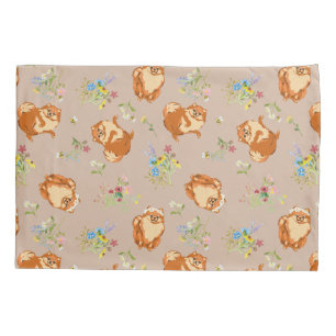 Blush Pink Floral Pomeranian Dog Pillow Case