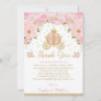 Blush Pink Floral Princess Baby Shower Carriage Thank You Card