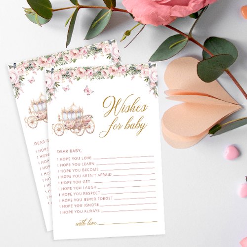 Blush Pink Floral Princess Wishes for Baby Card 