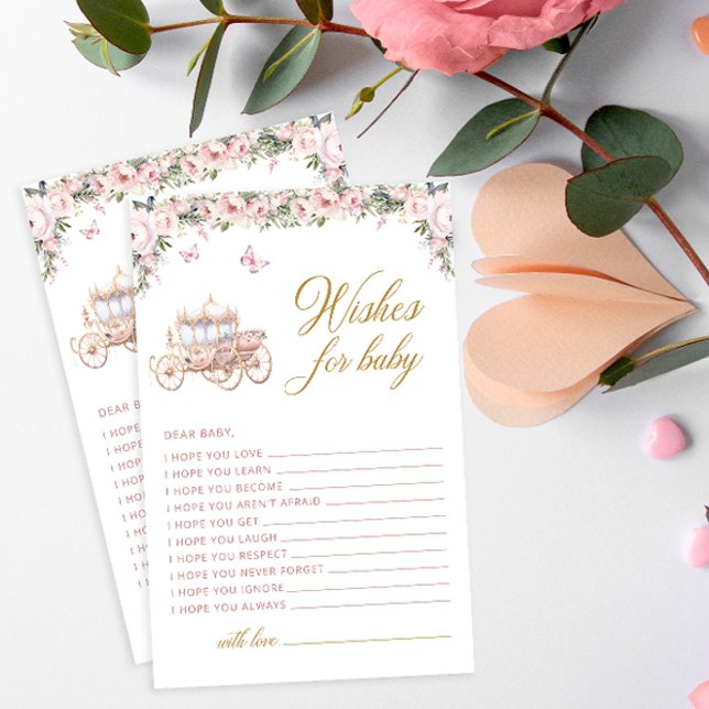 Blush Pink Floral Princess Wishes for Baby Card  (Creator Uploaded)