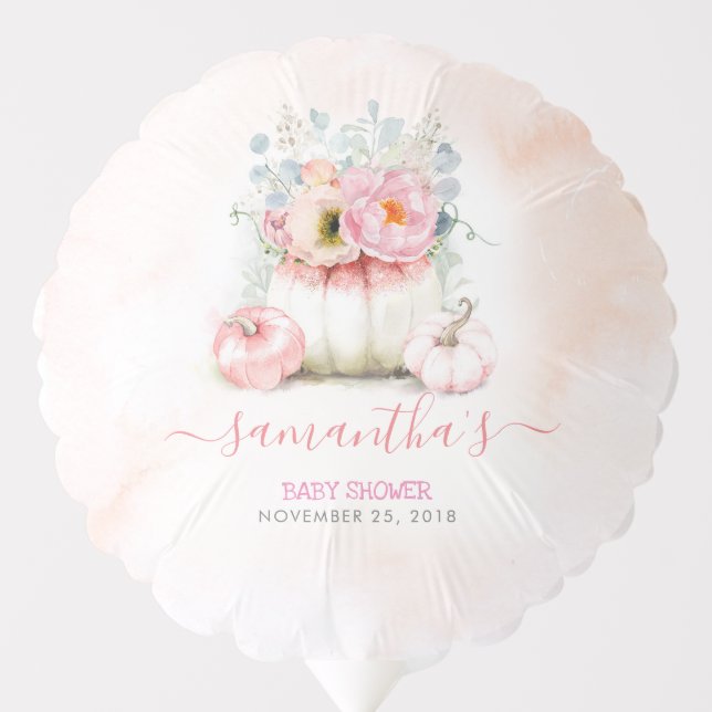 Blush Pink Floral Pumpkin Baby Shower Balloon (Front)