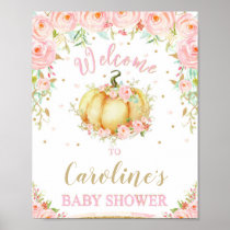Blush Pink Floral Pumpkin Baby Shower Welcome Sign