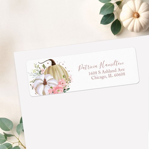 Blush Pink Floral Pumpkin Fall Bridal Shower Label