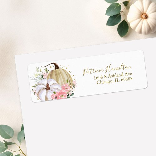 Blush Pink Floral Pumpkin Fall Bridal Shower Label