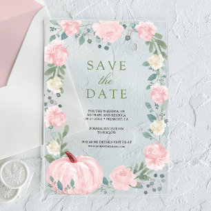 Blush Pink Floral Pumpkin Wedding Save the Date