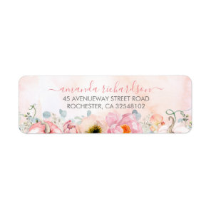Blush Pink Floral Pumpkins Elegant Fall Party Label