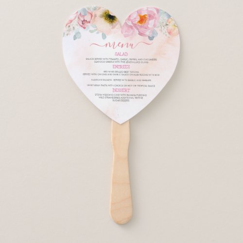 Blush Pink Floral Pumpkins Fall Party Menu Hand Fan