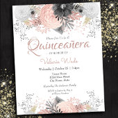 Blush Pink Floral Quinceanera Budget Invitations