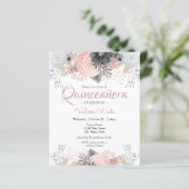 Blush Pink Floral Quinceanera Budget Invitations (Standing Front)