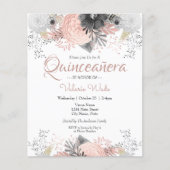 Blush Pink Floral Quinceanera Budget Invitations (Front)