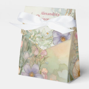 Blush Pink Floral Quinceanera Celebration Favor Boxes