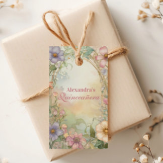 Blush Pink Floral Quinceanera Celebration Gift Tags