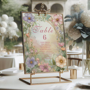 Blush Pink Floral Quinceanera Celebration Table Number