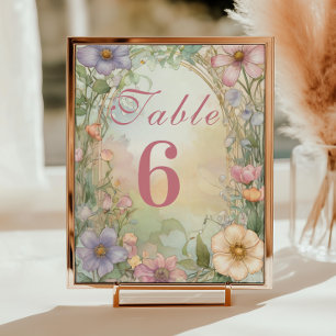 Blush Pink Floral Quinceanera Celebration Table Number