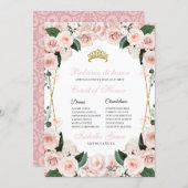 Blush Pink Floral Quinceanera Court of Honor Invitation (Front/Back)