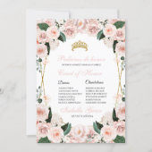 Blush Pink Floral Quinceanera Court of Honor Invitation (Front)
