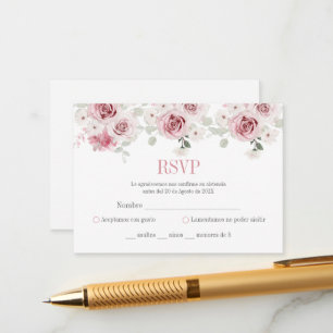 Blush Pink Floral Quinceañera Enclosure Card