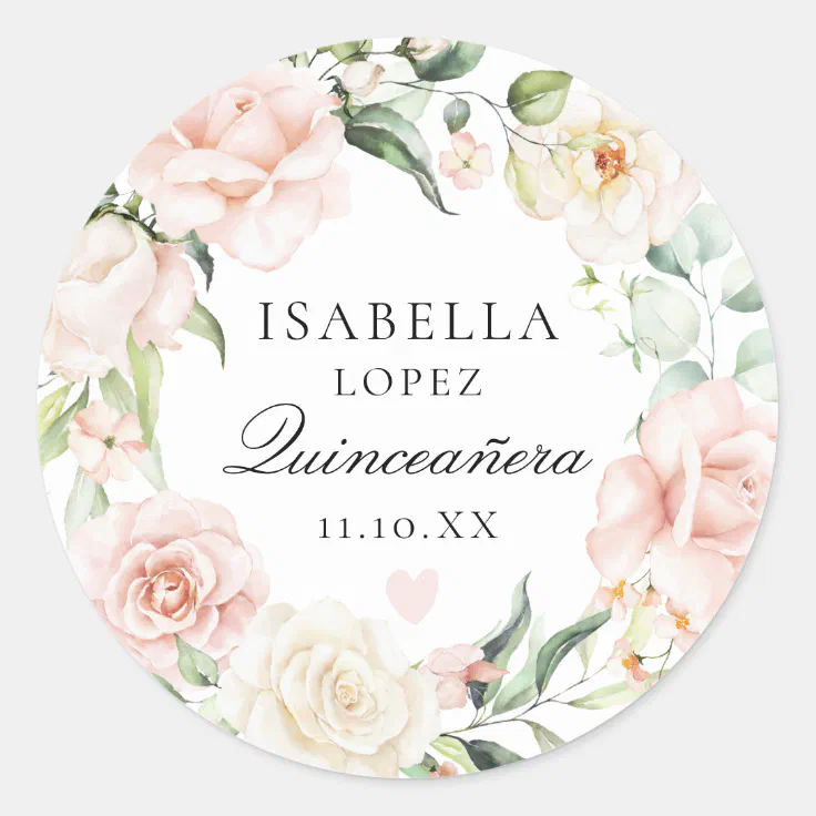 Blush Pink Floral Quinceanera Envelope Seal | Zazzle